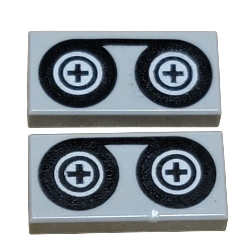 LEGO Cassette VHS Tape Reel Tile 1x2 Lot 2 Pc Lt Gray‎ 3069p02 Replacement Parts